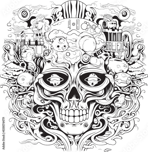 Psychedelic Paradox Nightmare Coloring Book and Icon Design Enigma of Nightmares Psychedelic Coloring and Iconic Design