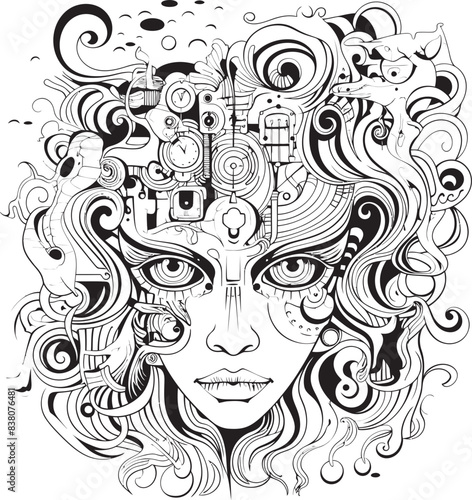 Luminous Nightmares Psychedelic Nightmare Graphic Art and Design Psychedelic Enchantment Nightmare Coloring Book and Icon Design
