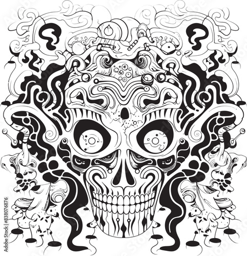 Gothic Grotesque Psychedelic Nightmare Graphic Art and Design Trance of Nightmares Psychedelic Coloring Book and Icon Design