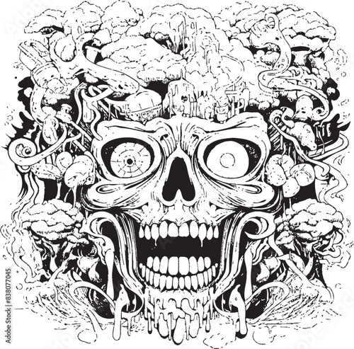 Nightmare Incantations Psychedelic Graphic Art and Icon Design Dreamscape Dystopia Psychedelic Nightmare Coloring and Icon Design