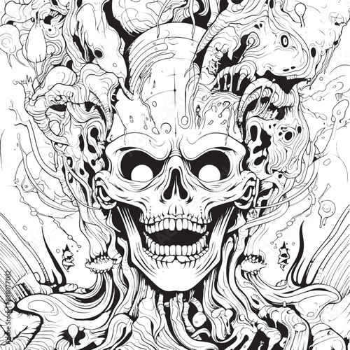 Enchanted Nightmares Psychedelic Coloring Book and Icon Design Lunar Lullabies Psychedelic Nightmare Graphic Art and Icon Design