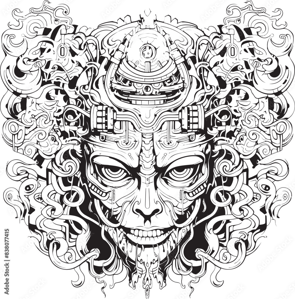 Fototapeta premium Twilight Nightmares Psychedelic Nightmare Art and Iconic Designs Psychedelic Odyssey Nightmare Coloring Book and Iconic Design