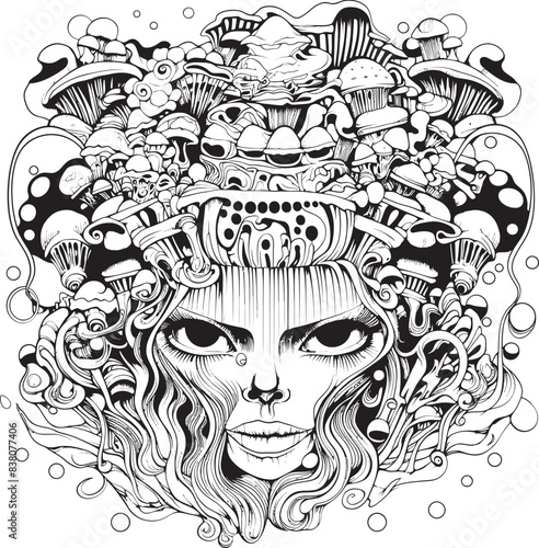 Hallucinogenic Horizons Psychedelic Nightmare Art and Iconic Designs Ethereal Echoes Psychedelic Coloring Book and Iconic Design