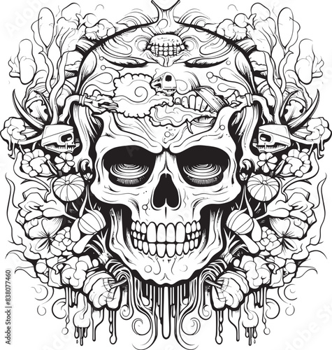 Nightmare Mosaic Coloring Book and Iconic Graphic Design Illusionary Horrors Psychedelic Nightmares in Iconography