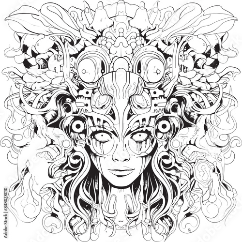 Eerie Escapades Coloring Book and Iconic Nightmare Design Whispering Darkness Psychedelic Nightmares in Iconography