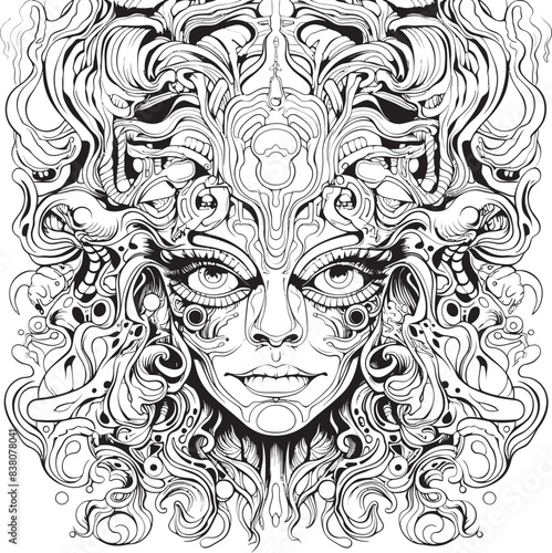 Nightmare Asylum Psychedelic Art and Icon Design Collection Phantasmic Phobias Nightmare Coloring Book and Iconic Design