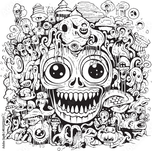 Whispering Shadows Nightmare Coloring Book and Iconic Design Enigmatic Echoes Psychedelic Nightmares in Graphic Art