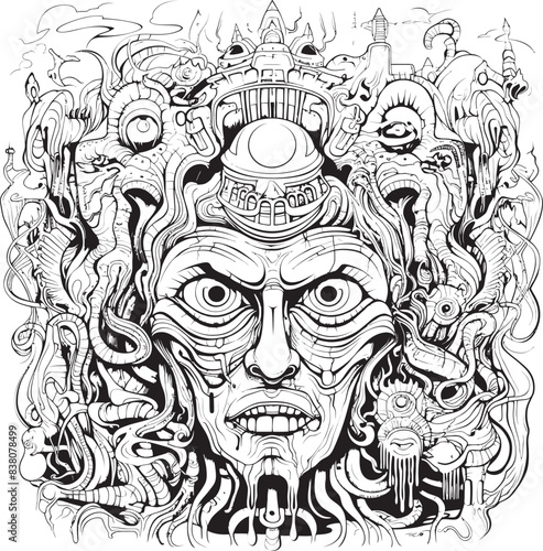 Esoteric Nightmares Nightmare Coloring Book and Iconic Design Nightmare Mosaic Psychedelic Nightmares in Graphic Art