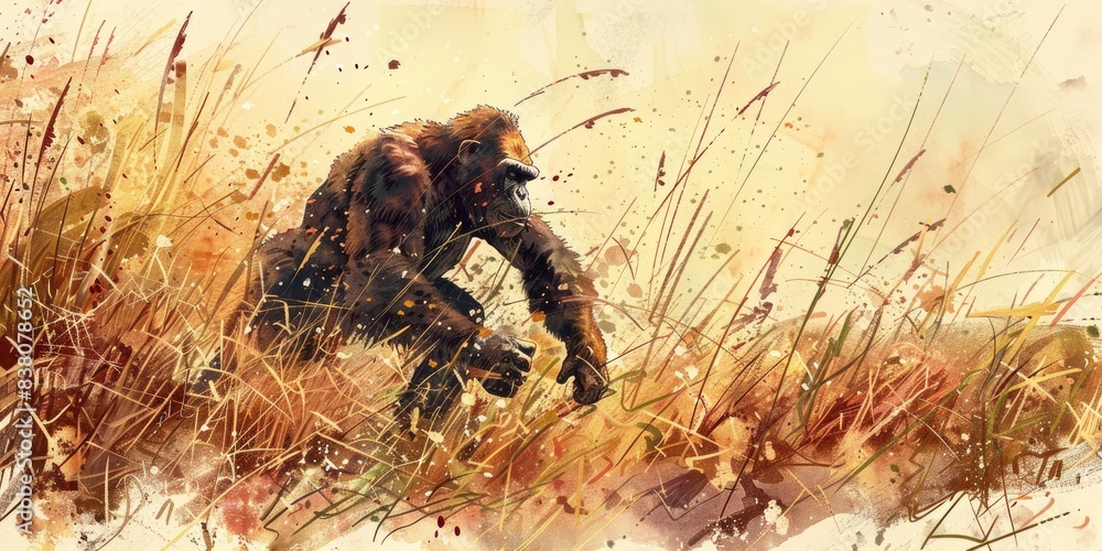 Primal Ape in Misty Wilderness Primal Ape in Misty Wilderness