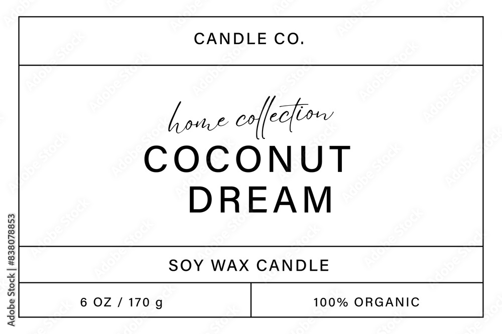 Vector label sticker template for soy wax candle packaging small business Vector label sticker template for soy wax candle packaging small business