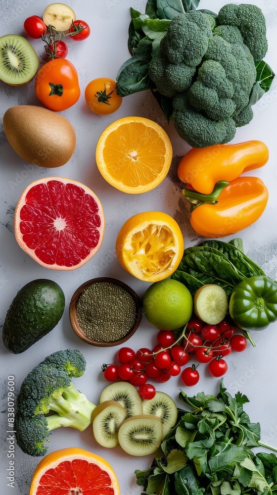 Healthy selection of fruits and vegetables Healthy selection of fruits and vegetables