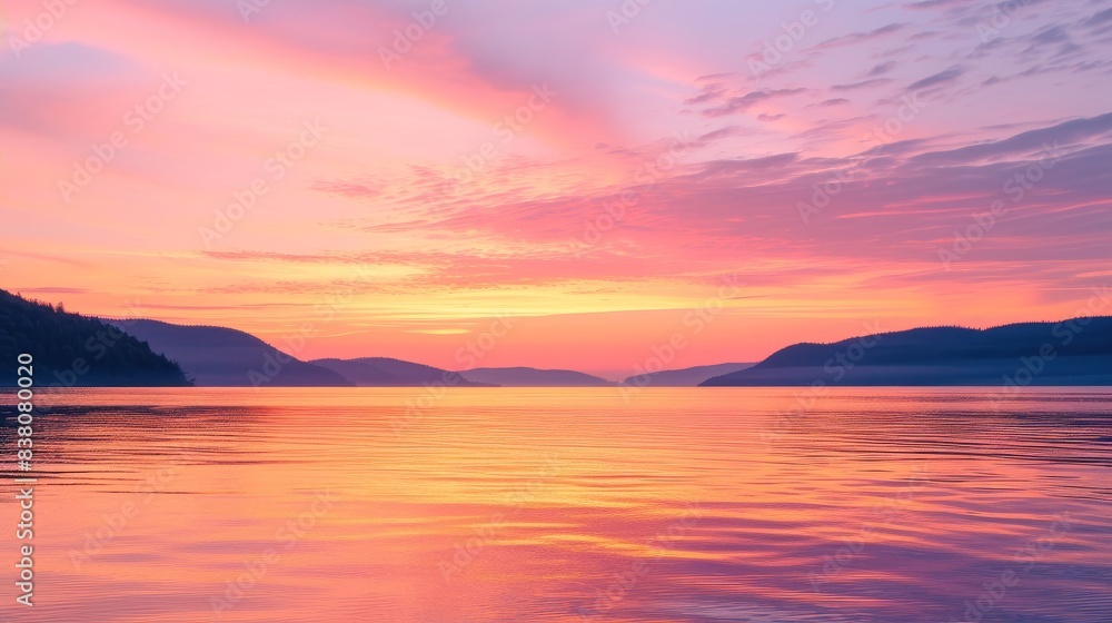 Evening sky painted with gentle pink and yellow colors during sunset