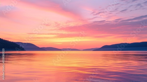 Evening sky painted with gentle pink and yellow colors during sunset