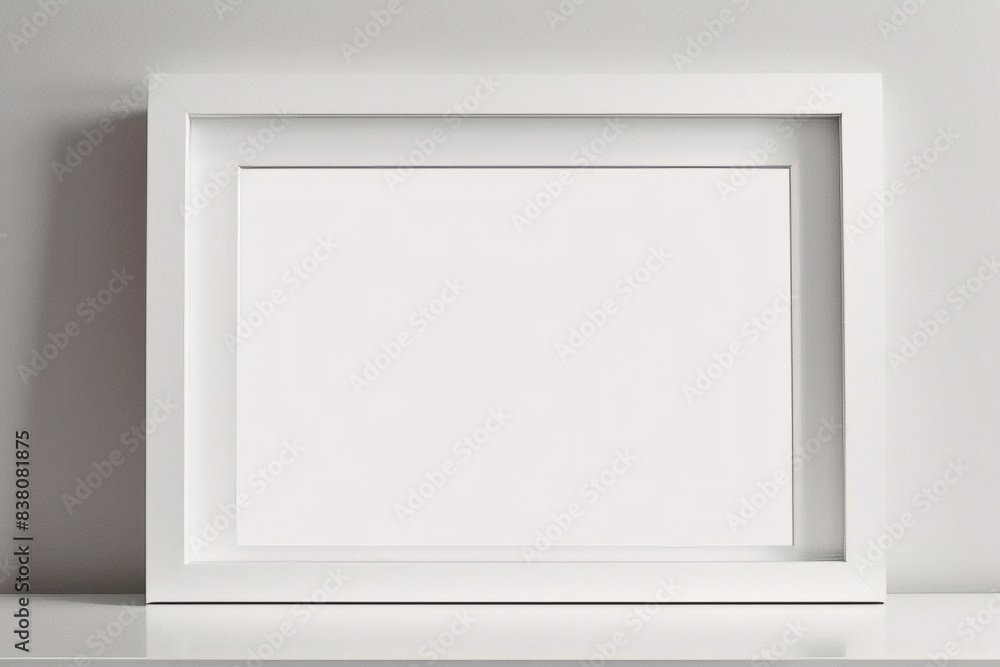 Imagen mínima de marco cuadrado blanco vacío simulada colgada sobre fondo de pared blanca con luz y sombra de ventana. aislar imagen Imagen mínima de marco cuadrado blanco vacío simulada colgada sobre fondo de pared blanca con luz y sombra de ventana. aislar imagen