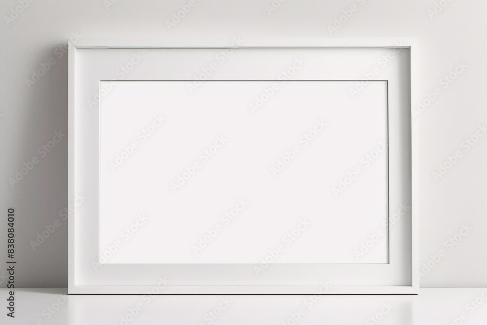 Imagen mínima de marco cuadrado blanco vacío simulada colgada sobre fondo de pared blanca con luz y sombra de ventana. aislar imagen Imagen mínima de marco cuadrado blanco vacío simulada colgada sobre fondo de pared blanca con luz y sombra de ventana. aislar imagen