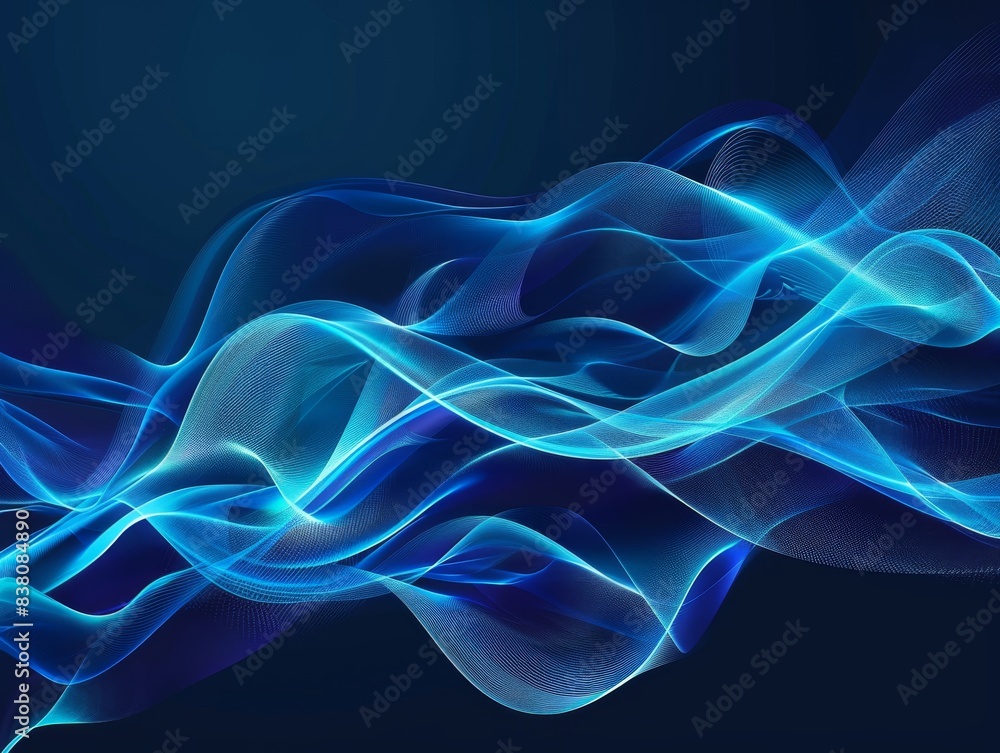 Abstract blue wave background in the style of glowing light effect, AI Generative artwork Abstract blue wave background in the style of glowing light effect, AI Generative artwork