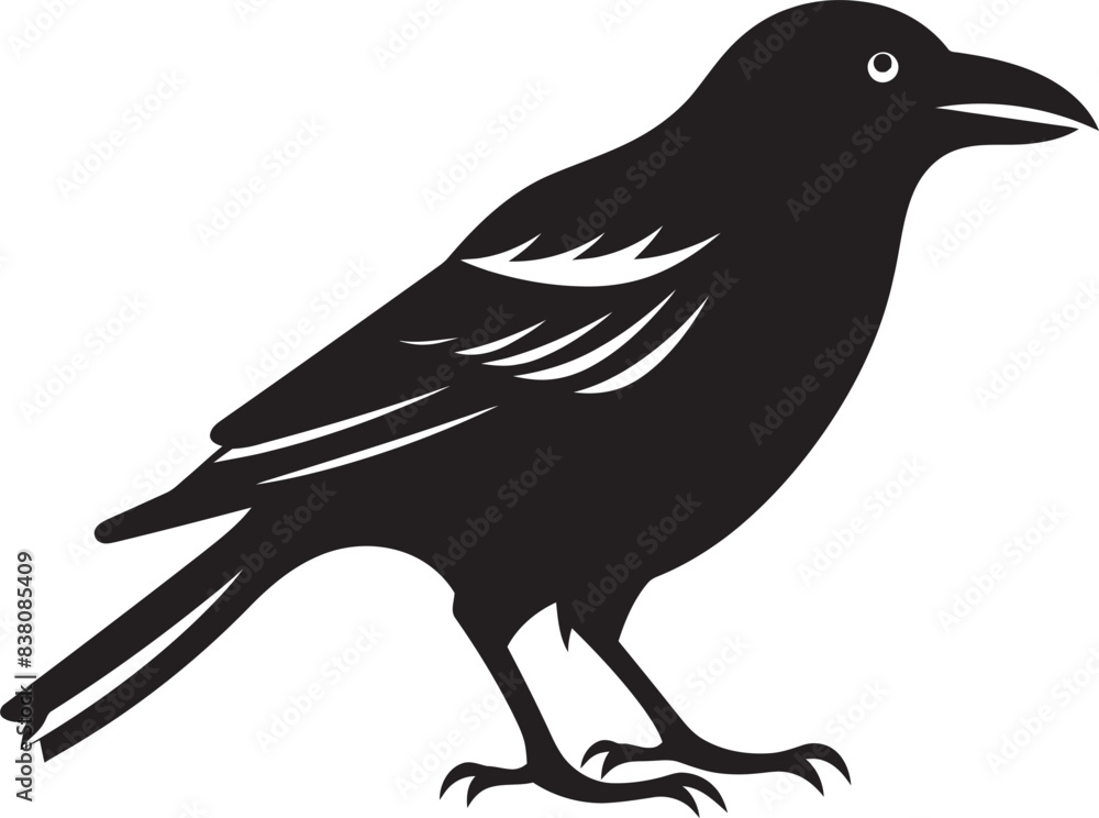 Obraz premium Refined Crow Art Simple Vector and Logo Graceful Crow Design Minimalistic Iconography
