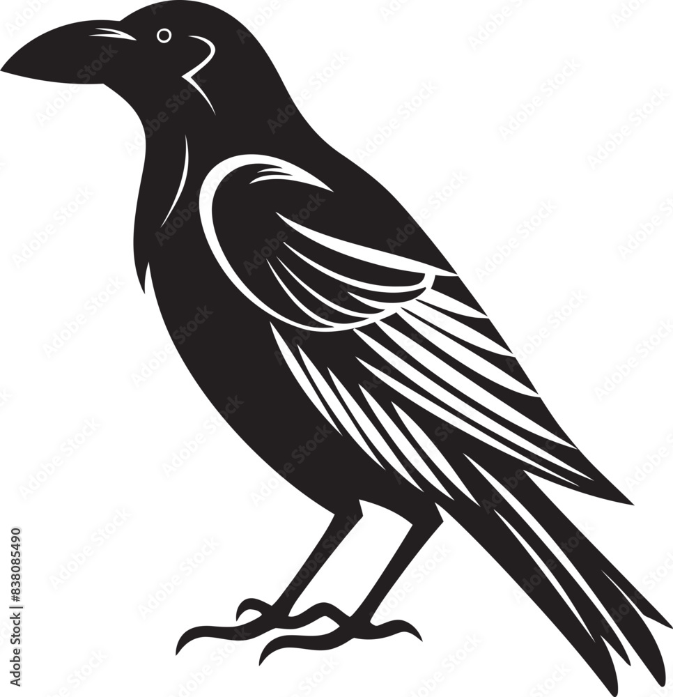 Obraz premium Chic Crow Icon Sleek Logo Design Sleek Crow Silhouette Minimal Graphic Art