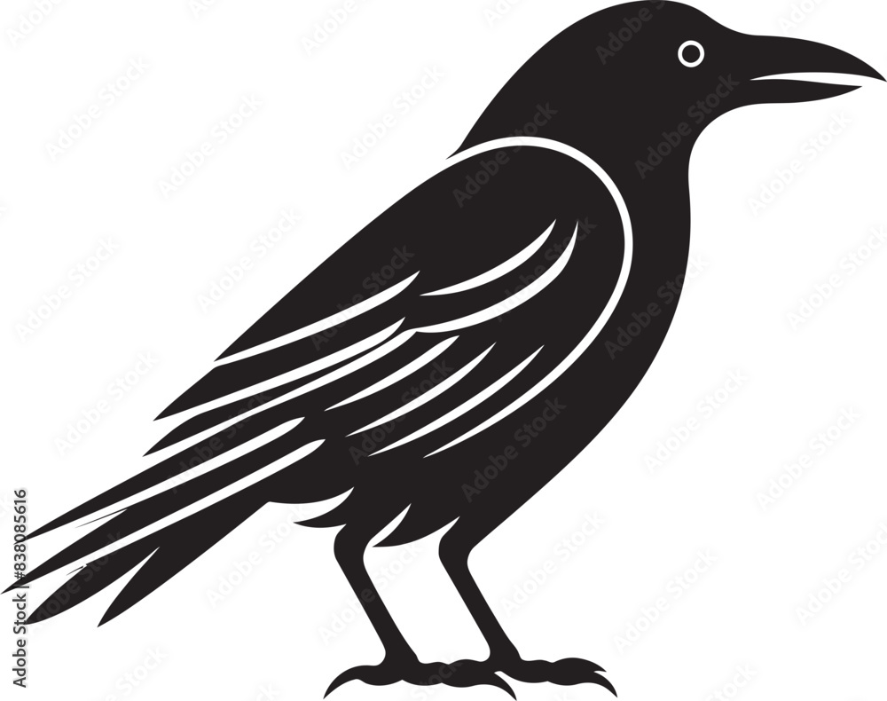 Fototapeta premium Chic Crow Symbol Minimal Vector Design Minimal Crow Badge Sleek Logo Icon
