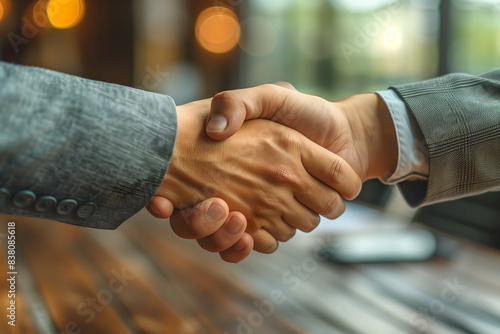 Handshake between businessmen, close-up