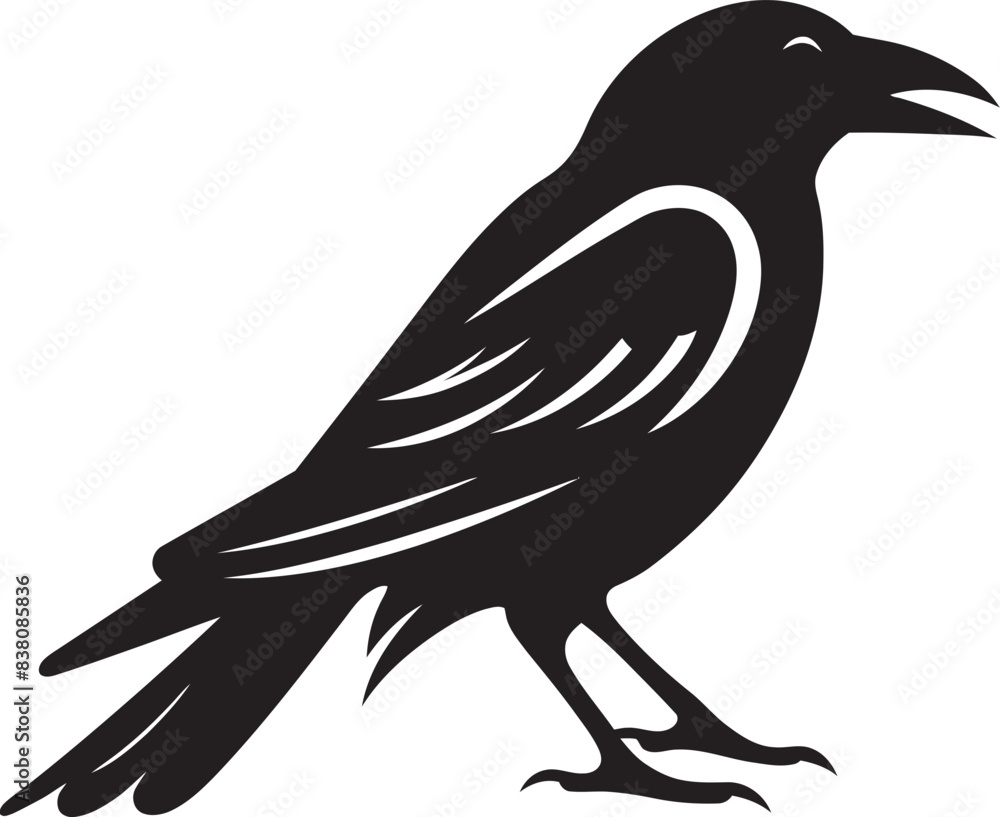 Fototapeta premium Refined Crow Badge Stylish Logo Icon Graceful Crow Emblem Minimalistic Vector Art
