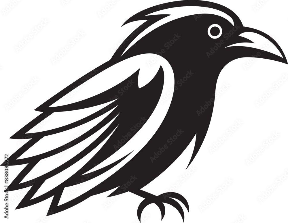 Obraz premium Stylish Crow Logo Minimal Design Concept Minimalist Crow Iconography Graphic Art
