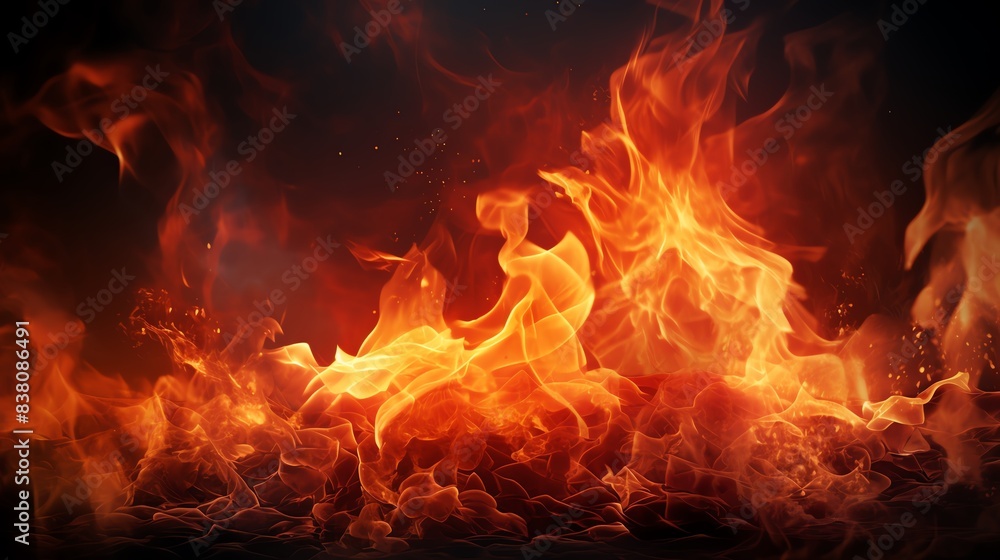 Fiery flames framing red backdrop, glowing sparks, intense heat, dramatic and vibrant Fiery flames framing red backdrop, glowing sparks, intense heat, dramatic and vibrant