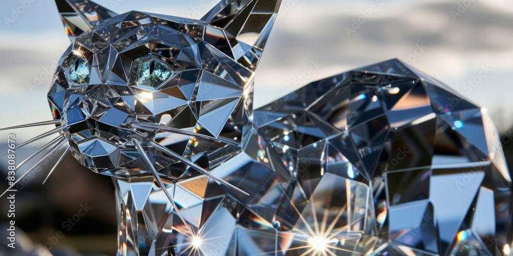 the figure of a cat made of diamond. The concept of luxury and wealth the figure of a cat made of diamond. The concept of luxury and wealth