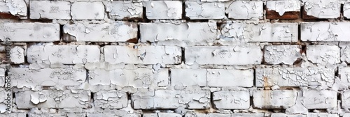 Modern Brick Wall. White Painted Stone Wall Texture for Panoramic Background © Alona