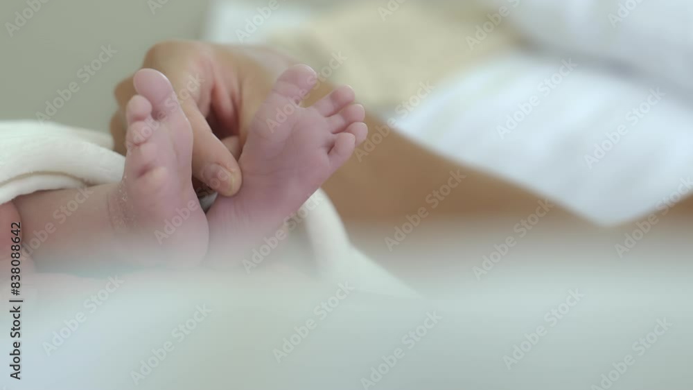 Tender moments of a newborn baby's feet being gently held by a parent's loving hands.Perfect for portraying themes of parenting, love, and family bonding Tender moments of a newborn baby's feet being gently held by a parent's loving hands.Perfect for portraying themes of parenting, love, and family bonding