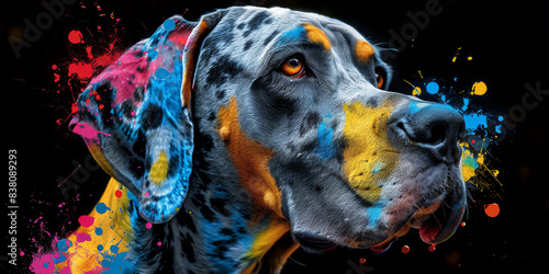 great dane in neon colors in a pop art style