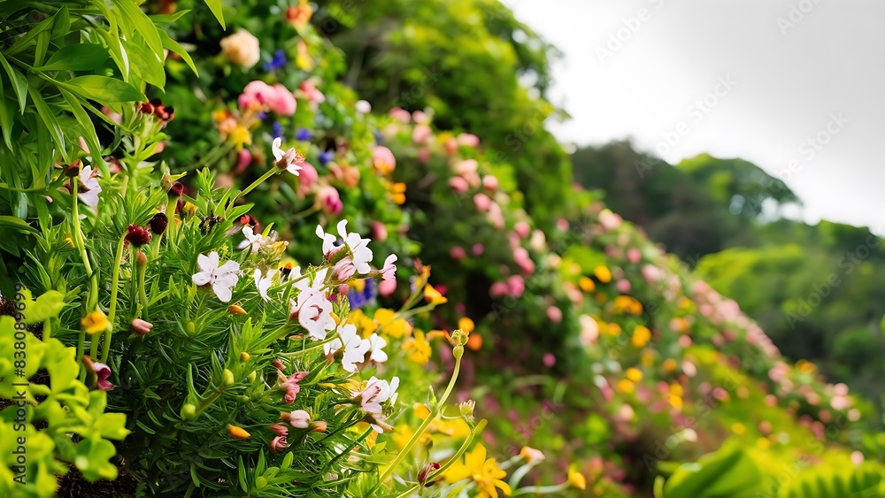 Background with isolated green foliage and flowers high quality photo Background with isolated green foliage and flowers high quality photo