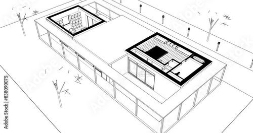 traditional residential house 3d rendering