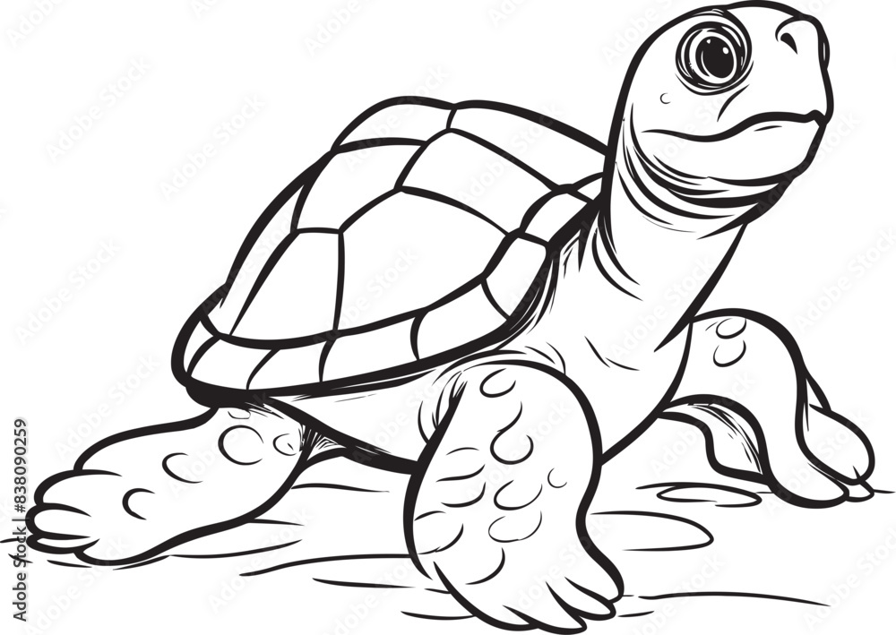 Fototapeta premium Whimsical Lineart Turtle Emblem Minimalist Vector Icon Minimalistic Turtle Vector Stylish Graphic Art