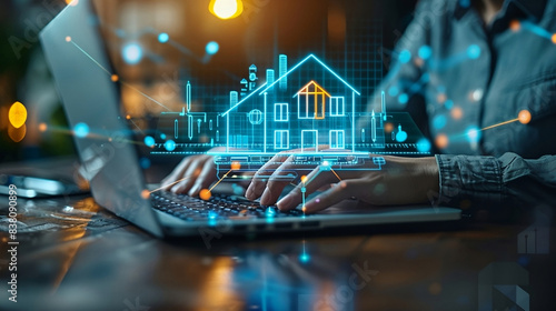 Real estate business safe and easy to control over internet concept