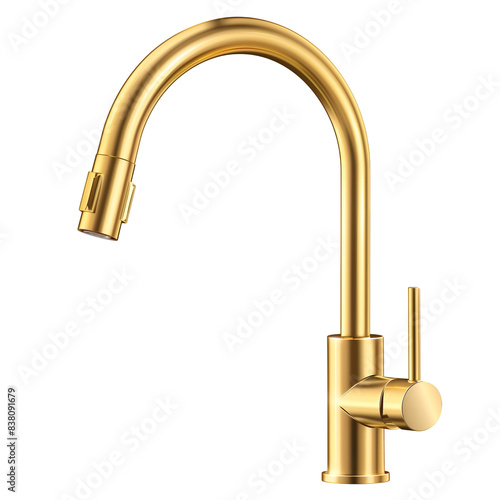 Gold Kitchen Faucet With Single Handle, Isolated on a Transparent Background, Graphic Resource