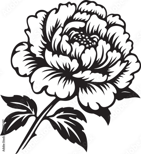 Simple Peony Icon Modern Style Clean and Minimal Peony Design Stylish Artwork