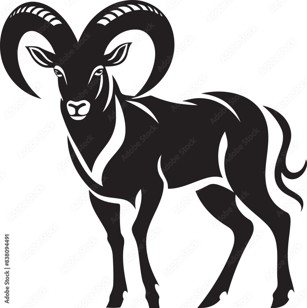 Obraz premium Elegant Ibex Outline Modern Vector Symbol Chic Ibex Badge Minimalistic Graphic Element