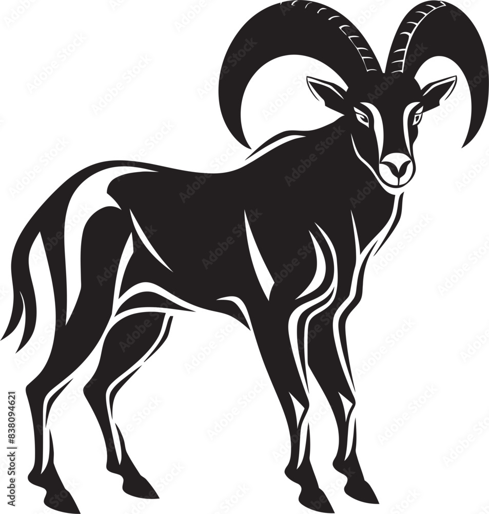 Fototapeta premium Chic Ibex Symbol Clean Logo Approach Minimalist Wild Ibex Vector Elegant Graphic Concept