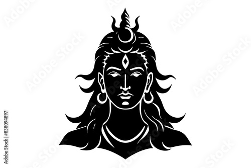 Lord Shiva face silhouette vector illustration