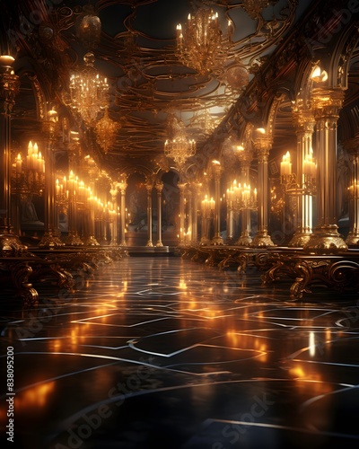 Interior of the famous theater in Paris, France. 3D rendering
