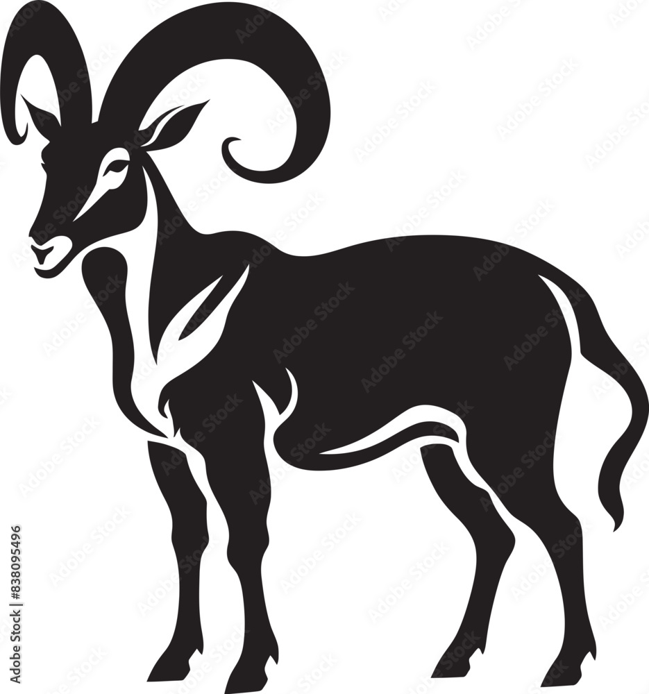 Obraz premium Simple Ibex Line Art Stylish Emblem Clean Line Art Ibex Whimsical Vector Art