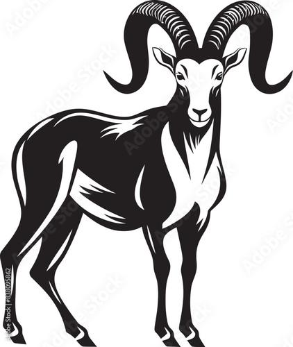 Sleek Ibex Badge Minimalistic Vector Art Contemporary Ibex Icon Stylish Logo Concept