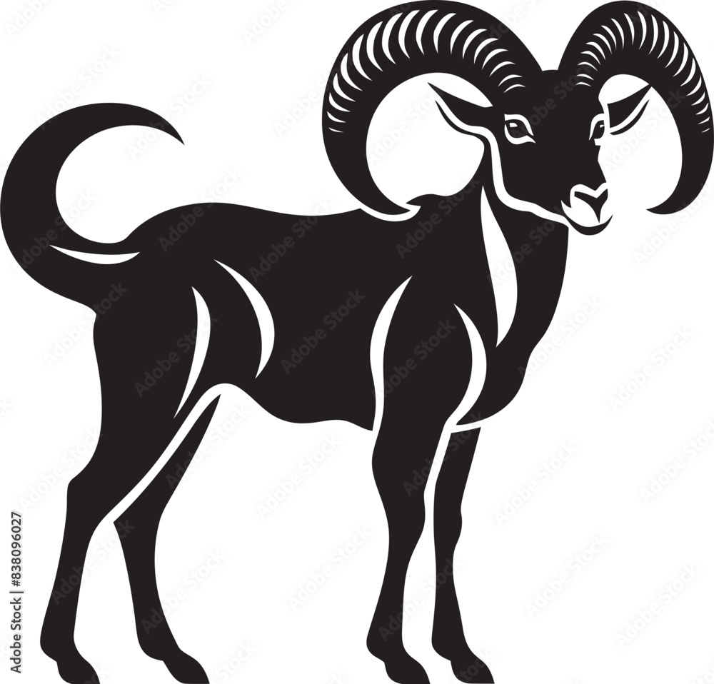 Obraz premium Sleek Ibex Badge Minimalistic Logo Concept Chic Wild Ibex Graphic Stylish Vector Illustration