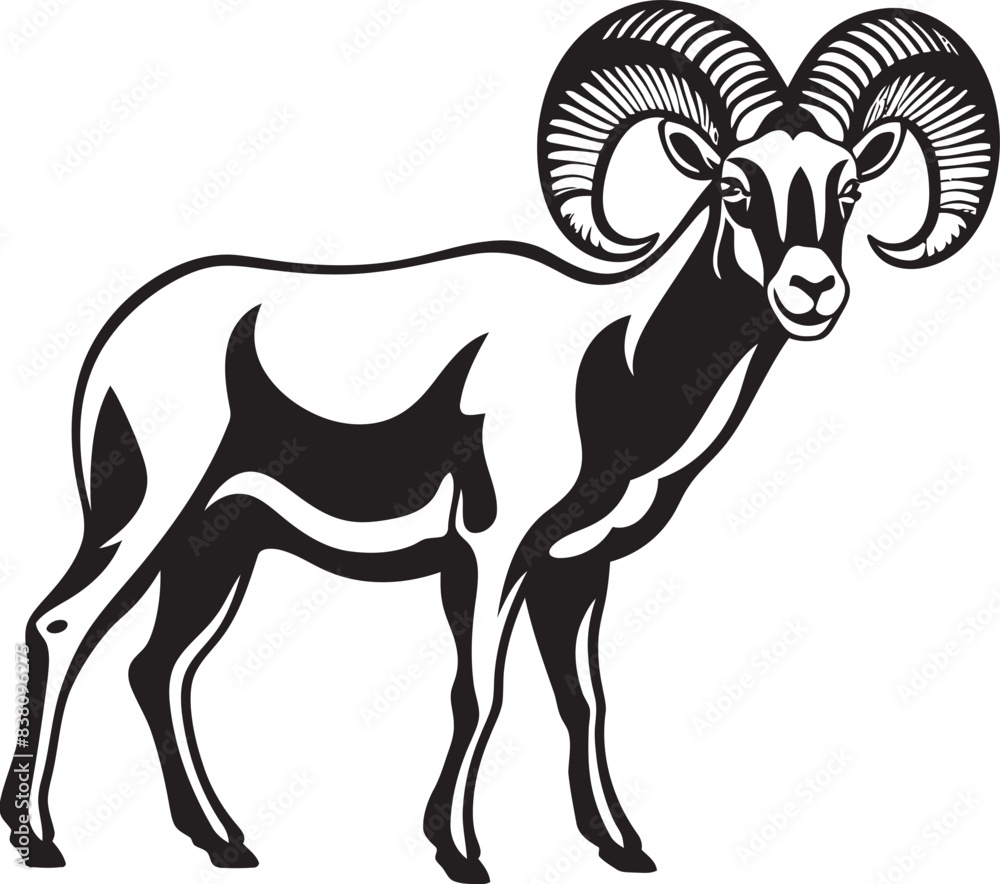 Obraz premium Clean and Stylish Ibex Design Elegant Logo Concept Sleek Ibex Badge Minimalistic Graphic Art