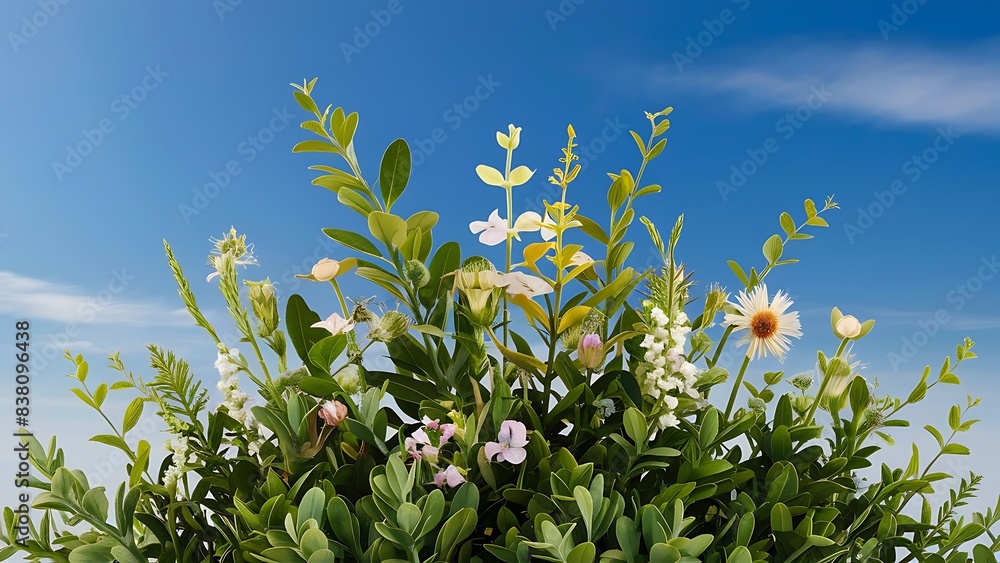 Background with isolated green foliage and flowers high quality photo Background with isolated green foliage and flowers high quality photo