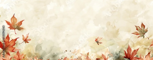 A light watercolor background with maple leaves forming a horizontal line across the bottom, offering free copy space above for text