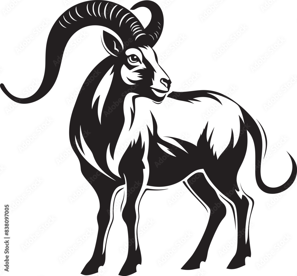 Obraz premium Minimalist Wild Ibex Vector Clean and Modern Graphic Simple Ibex Logo Whimsical Emblem Concept