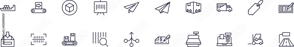 Fototapeta premium Commerce line icons pack. Simple outline sign and editable stroke for web sites, articles, books, apps