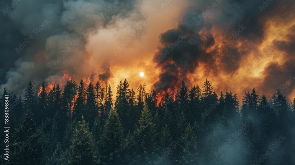 Fototapeta premium The forest fire catastrophe